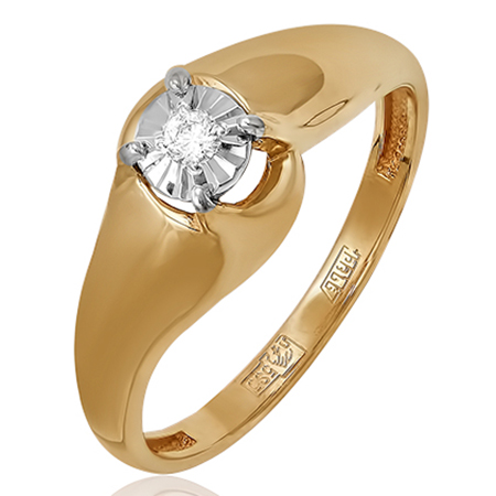 Кольцо, золото, бриллиант, красный, 01-2035